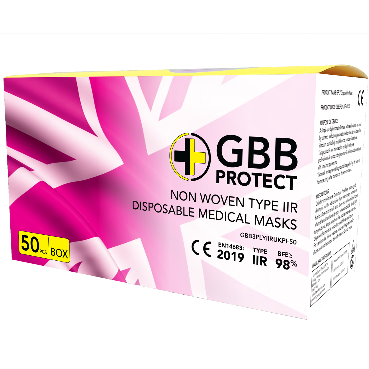 UK Manufactured pink Type IIR Mask